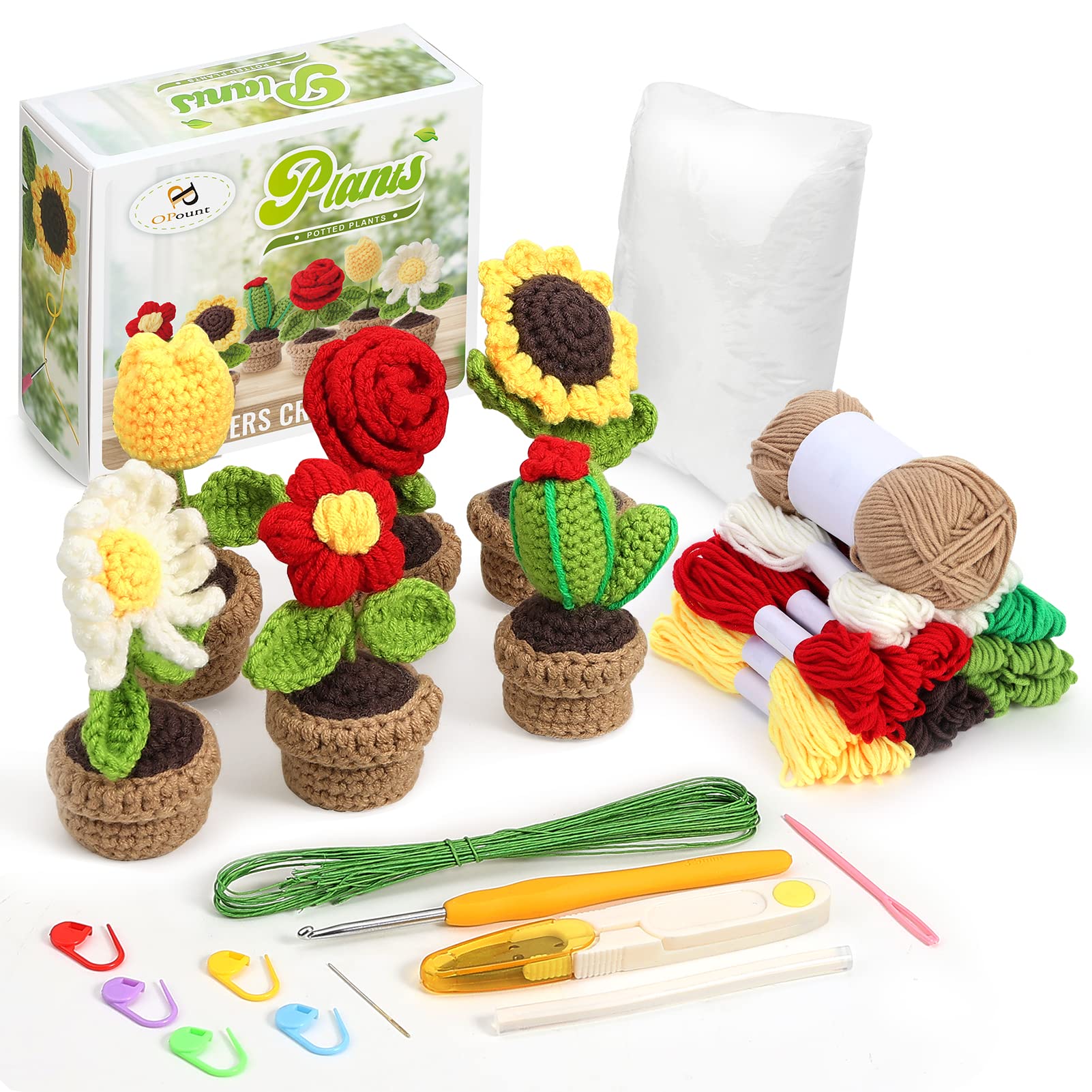 PP OPOUNT Beginner Crochet Kit - 3 PCS Potted Plants, Complete Starter Pack  for Adults and Kids with Step-by-Step Instructions and Video Tutorials