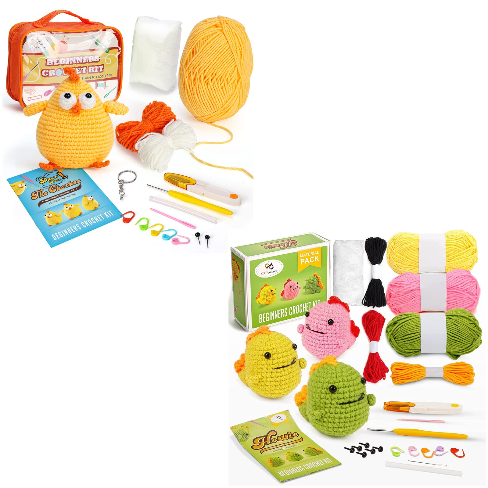 Beginner Crochet Kit, Crochet Kits for Kids and Adults, 3PCS Crochet Animal  Kit for Beginners Include Videos Tutorials, Yarn, Eyes, Stuffing, Crochet  Hook - Boys and Girls Birthdays Gift 