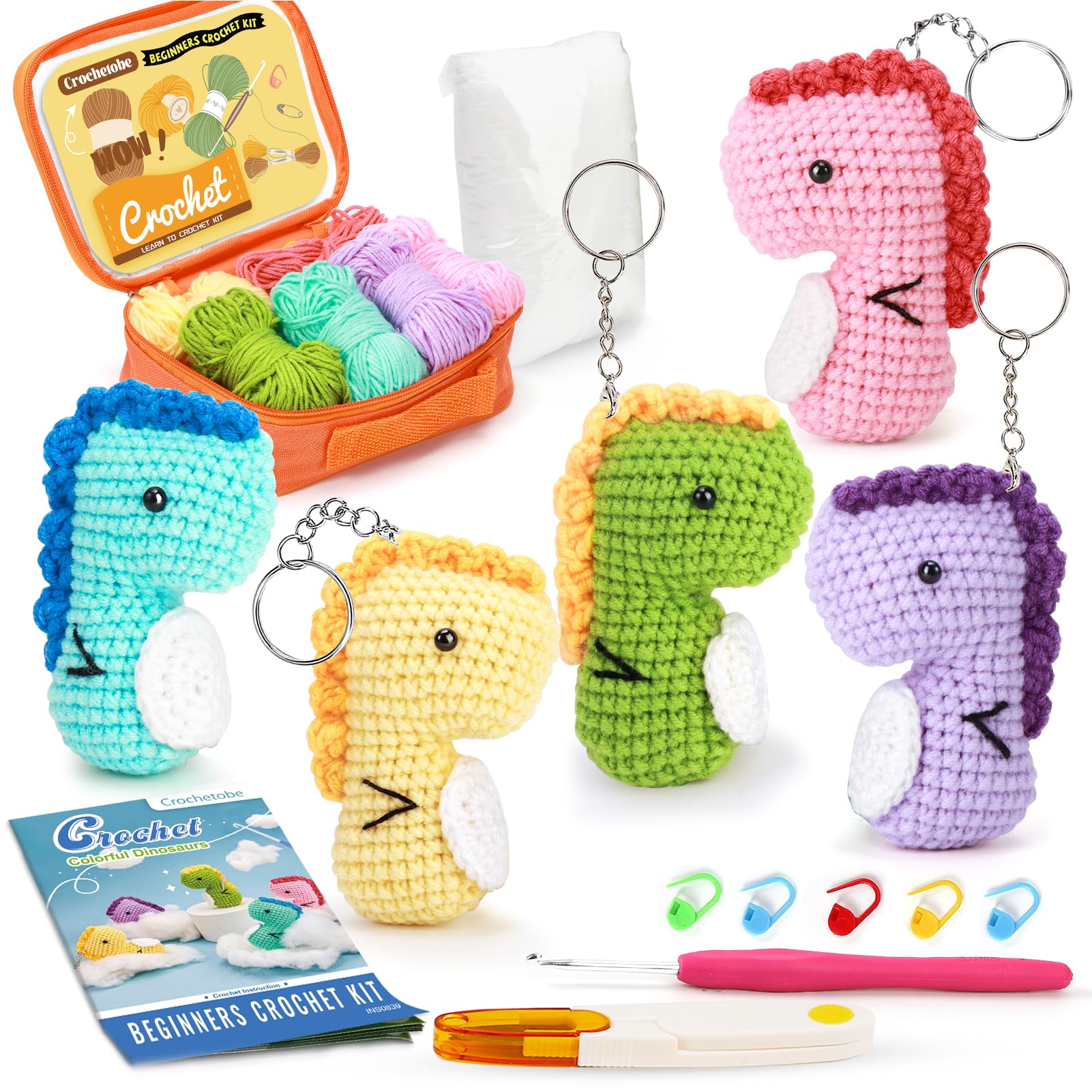 Crochetobe Beginner Crochet Kit for Adults - 4 PCS Mushroom Crochet Kit,  Complete Crochet Starter Kit with Detailed Tutorials, Crochet Kit for