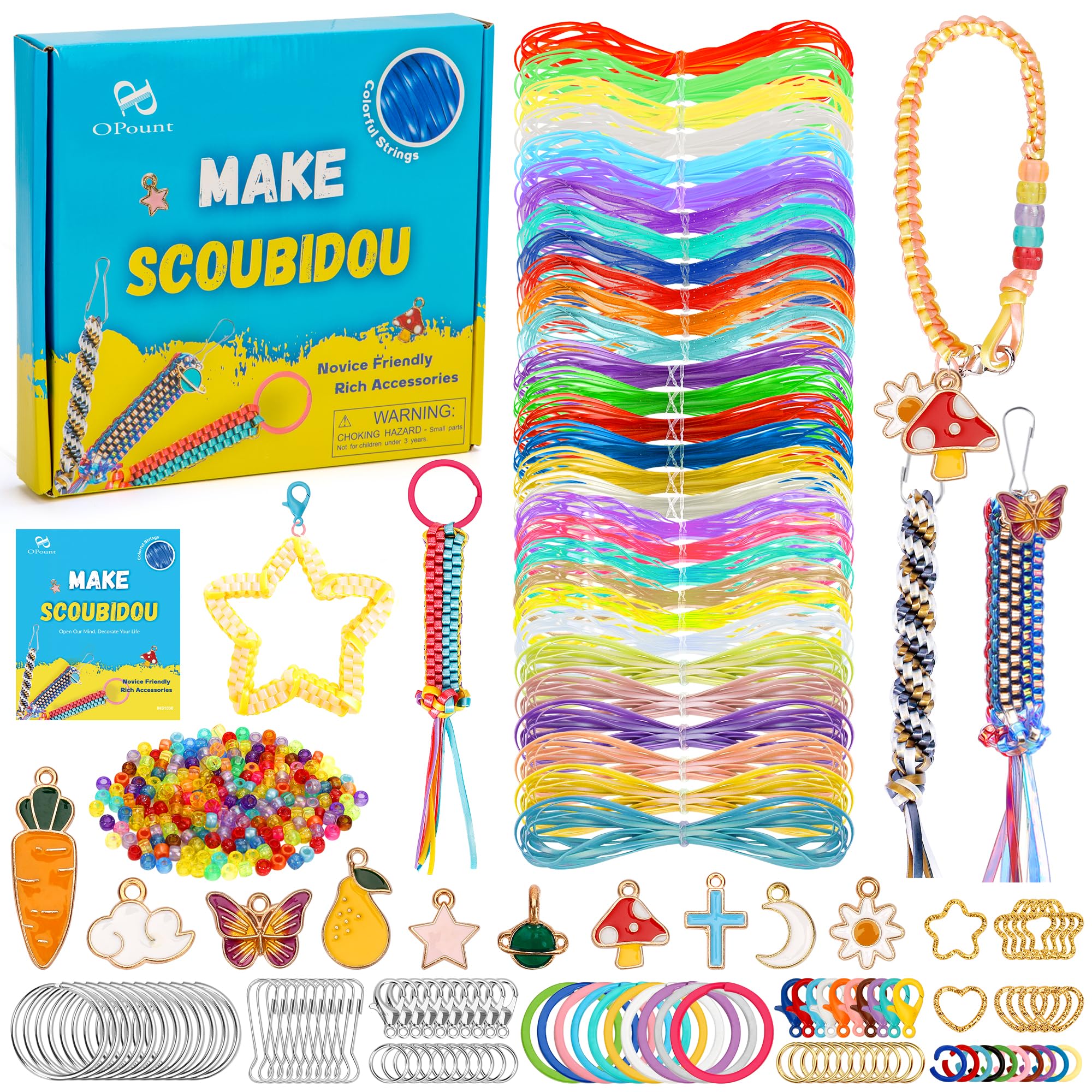 20 Bundles Lanyard String Kit, Gimp Bracelet Making Kit Boondoggle String  Plastic Lacing Cord with 200 Beads, 20 Pendant,Gimp String Kit for DIY